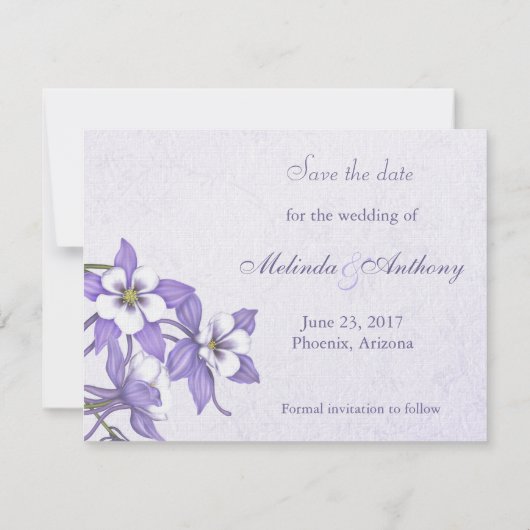 Columbine Bouquet Save the Date (Rückseite)