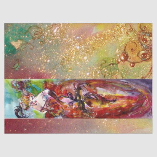 COLUMBINE / Dame mit Maskenmaske Seidenpapier (Vorderseite)