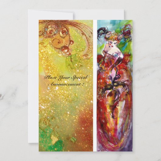 COLUMBINE, Mardi Gras, Sweet 16 Masquerade Party Einladung (Rückseite)