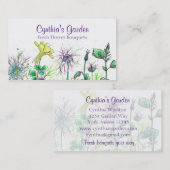 Columbine Nigella Watercolor Wildblumen Bouquet Visitenkarte (Vorne/Hinten)