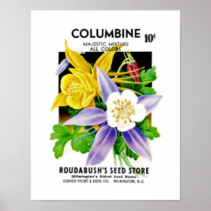 Columbine-Samen-Paket-Aufkleber Poster