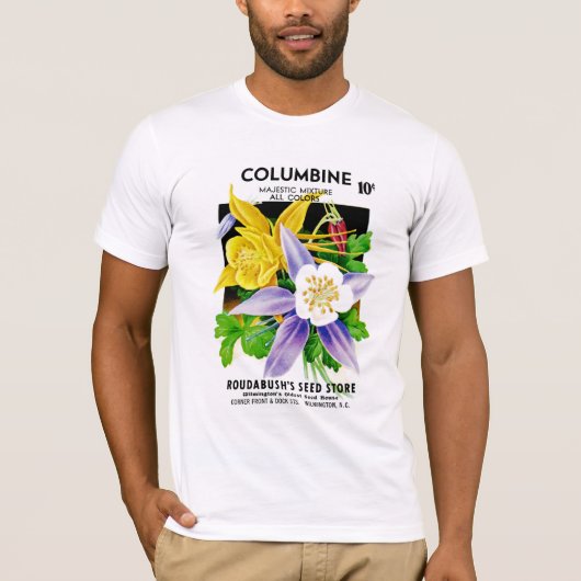 Columbine-Samen-Paket-Aufkleber T-Shirt (Vorderseite)
