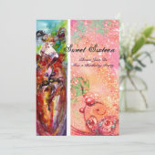 COLUMBINE, Sweet 16 Masquerade Party, rosa Gold Einladung (Stehend Vorderseite)