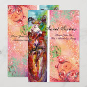 COLUMBINE, Sweet 16 Masquerade Party, rosa Gold Einladung (Vorne/Hinten)