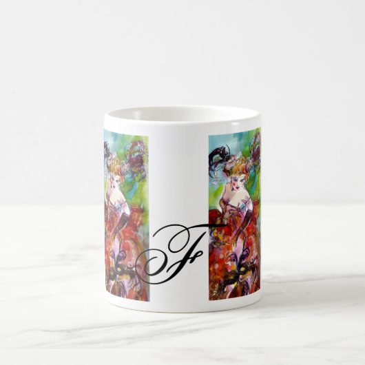 COLUMBINE / Venezianische Masquerall-Monogramm Kaffeetasse (Mittel)