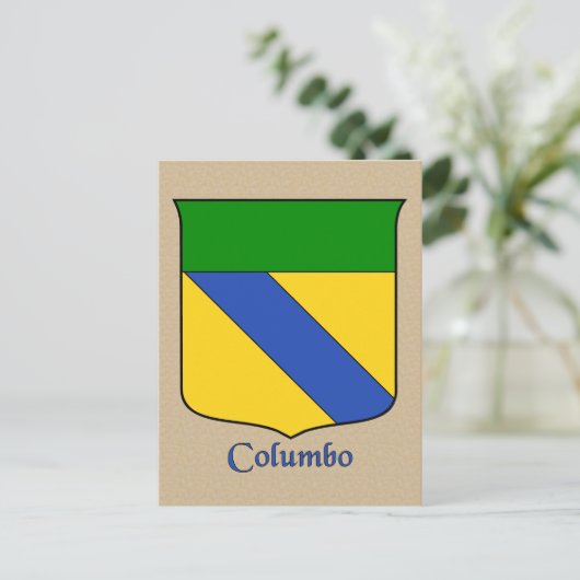 Columbo Heraldic Shield Postkarte (Stehend Vorderseite)