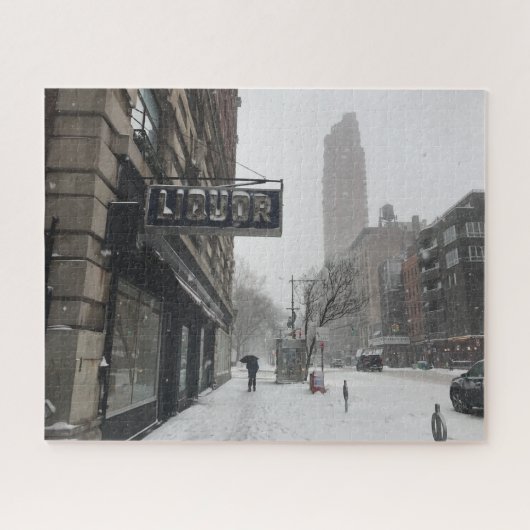 Columbus Avenue Liquor Store NYC Snowstorm Winter Puzzle (Horizontal)