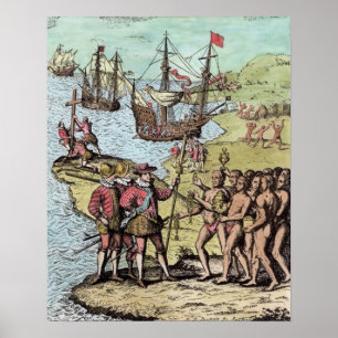 Columbus bei Hispaniola Poster