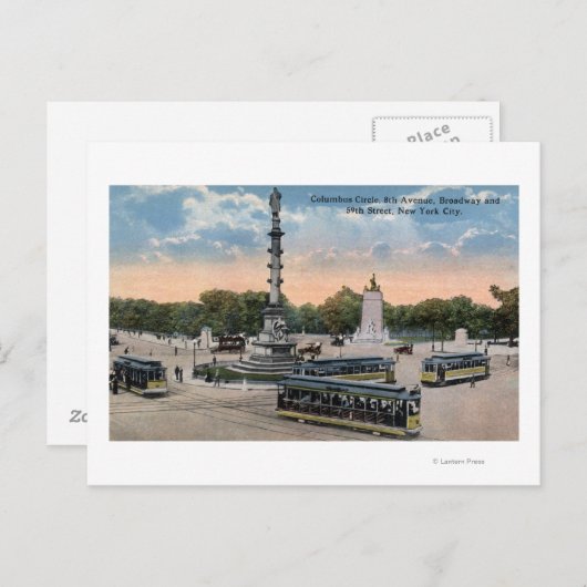 Columbus Circle & 8. Ave. Postkarte (Vorne/Hinten)