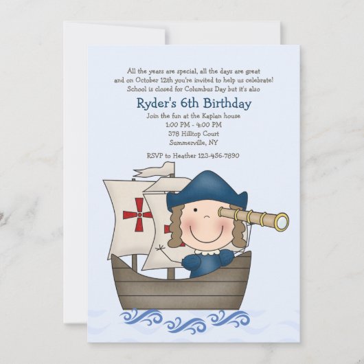 Columbus Day-Party Einladung (Vorderseite)