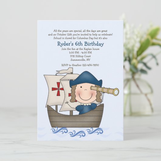 Columbus Day-Party Einladung (Stehend Vorderseite)