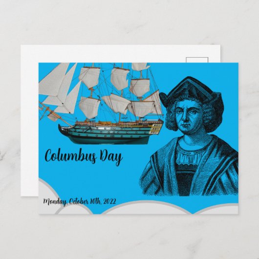 Columbus day postkarte (Vorne/Hinten)