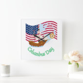 Columbus Day Quadratische Wanduhr (Zuhause)