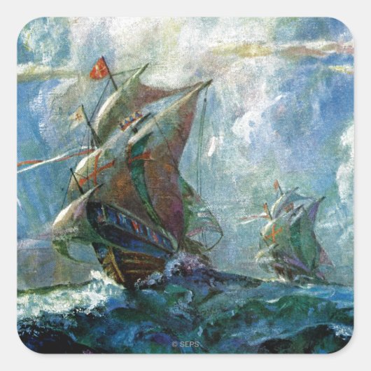 Columbus Day Quadratischer Aufkleber (Vorderseite)