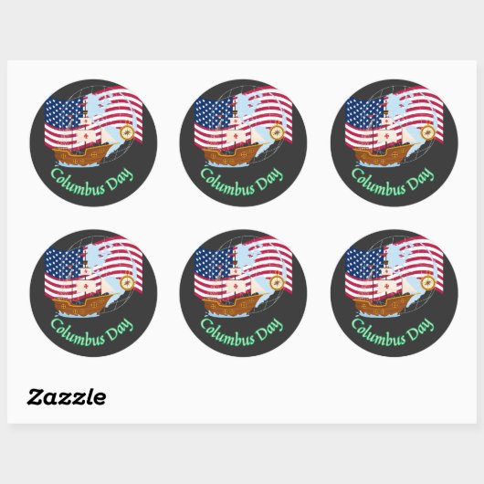 Columbus Day Runder Aufkleber (Blatt)