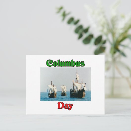 Columbus Day Ships Postkarte (Stehend Vorderseite)