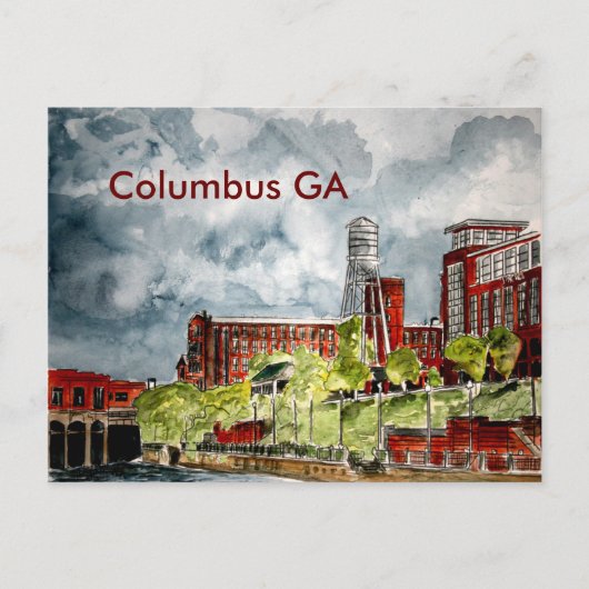 Columbus ga georgia Flusslauf Kunst, C... Postkarte (Vorderseite)