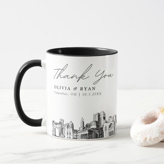 Columbus Hochzeit minimale kundenspezifische Tasse (Mit Donut)