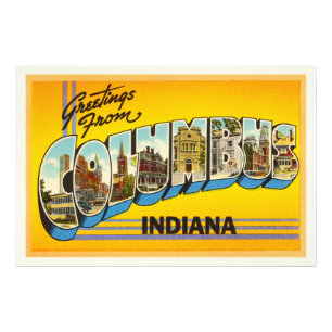Columbus Indiana in Old Vintage Reise Souvenir Fotodruck