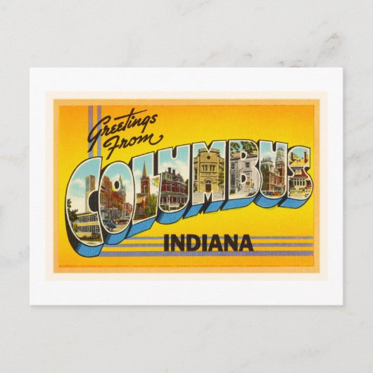 Columbus Indiana in Old Vintage Reise Souvenir Postkarte (Vorderseite)
