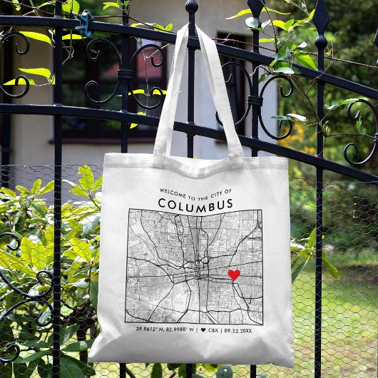 Columbus-Liebe-Locator | City Map Wedding Welcome Tragetasche