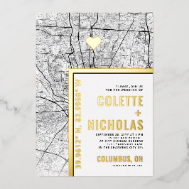 Columbus-Liebe-Locator | Städtische Hochzeit Folieneinladung