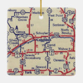 Columbus NE Vintage Karte Keramikornament (Rückseite)