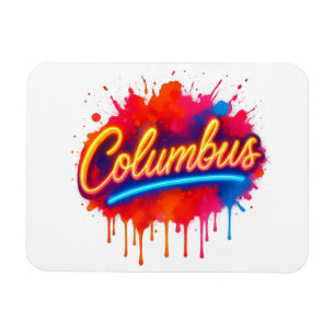 Columbus Neon Street Art Splash Magnet