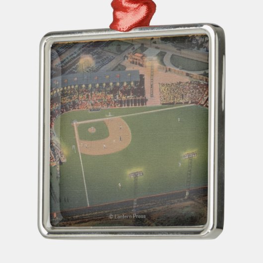 Columbus, OH- - Antenne des roten Vogel-Baseballs Silbernes Ornament (Links)