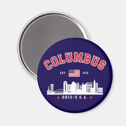 Columbus OH Downtown Silhouette Magnet (Vorderseite/Rückseite)