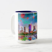Columbus Ohio Abstrakt Skyline Zweifarbige Tasse (Vorderseite Links)