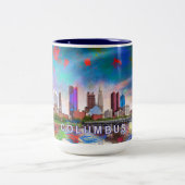 Columbus Ohio Abstrakt Skyline Zweifarbige Tasse (Mittel)