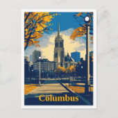Columbus Ohio Art Vintage Reise Illustration Postkarte (Vorderseite)