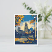 Columbus Ohio Art Vintage Reise Illustration Postkarte (Stehend Vorderseite)