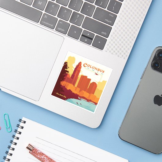 Columbus Ohio | Die Stadt Arch Aufkleber (Laptop mit iPhone)