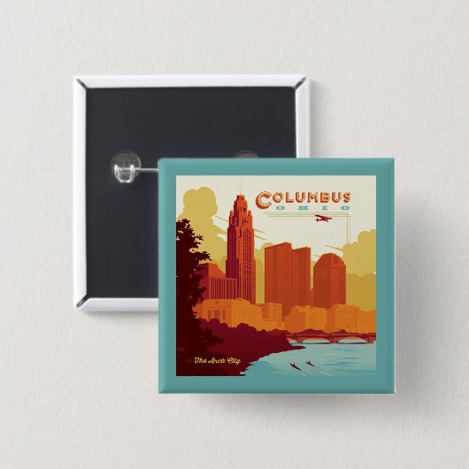Columbus Ohio | Die Stadt Arch Button (Vorne & Hinten)