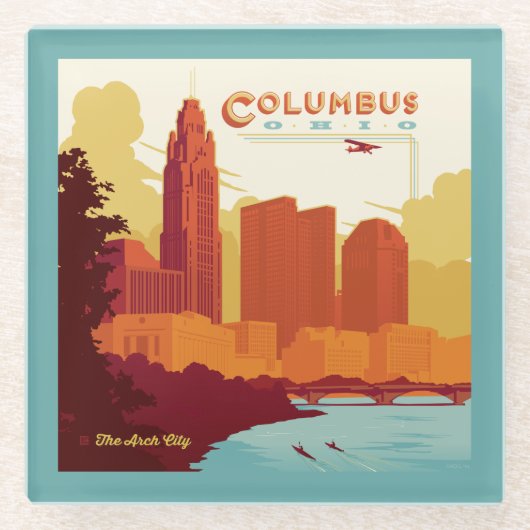Columbus Ohio | Die Stadt Arch Glasuntersetzer (Vorderseite)