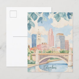 Columbus Ohio Gouache Paint Illustration Travel Postkarte