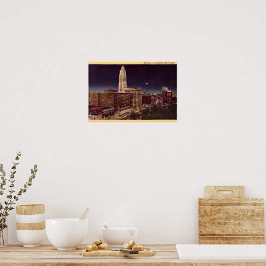 Columbus Ohio Nachtszene Poster (Küche)