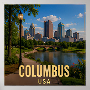 Columbus Ohio Riverfront Reise Geschenk Poster