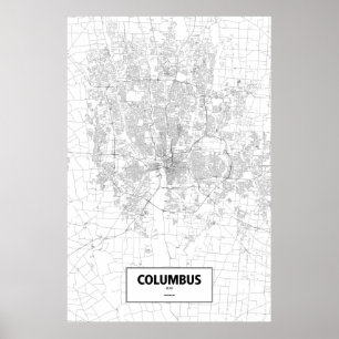 Columbus, Ohio (schwarz auf weiß) Poster