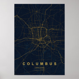 Columbus Ohio Stilisierte Kartenprint | Moderne He Poster