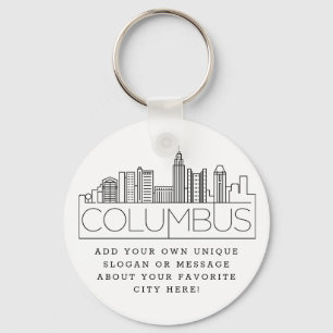 Columbus, Ohio Stylized Skyline Custom Slogan Schlüsselanhänger