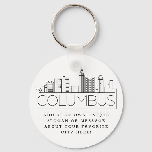 Columbus, Ohio Stylized Skyline Custom Slogan Schlüsselanhänger (Vorderseite)