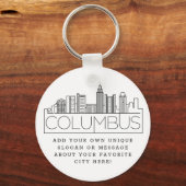 Columbus, Ohio Stylized Skyline Custom Slogan Schlüsselanhänger (Vorderseite)