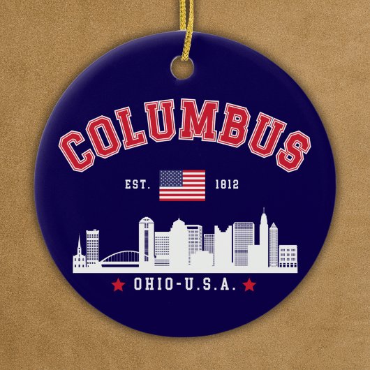 Columbus Ohio Urban Skyline Art Keramik Ornament