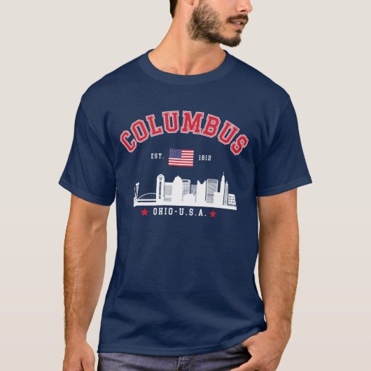 Columbus Ohio Urban Skyline Art T-Shirt (Vorderseite)