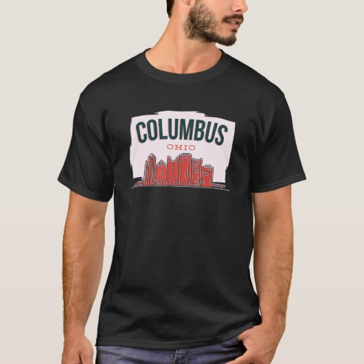 Columbus Ohio USA City Skyline Silhouette Kontur T-Shirt (Vorderseite)