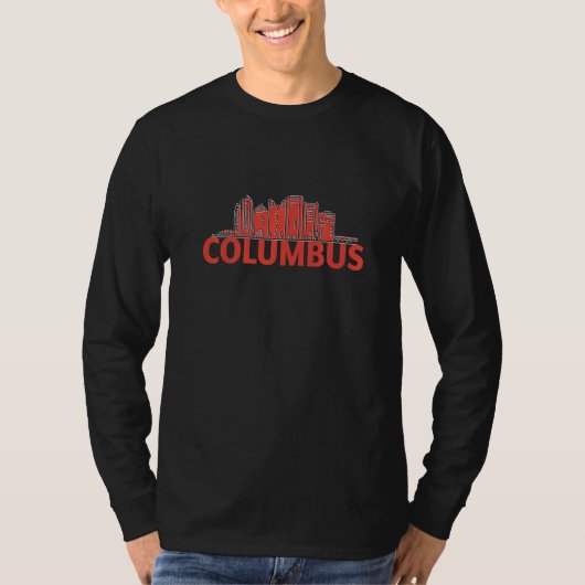 Columbus Ohio USA City Skyline Silhouette Outline T-Shirt (Vorderseite)