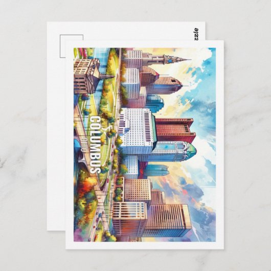 Columbus Ohio USA Famous Place Wassercolor Postkarte (Vorne/Hinten)